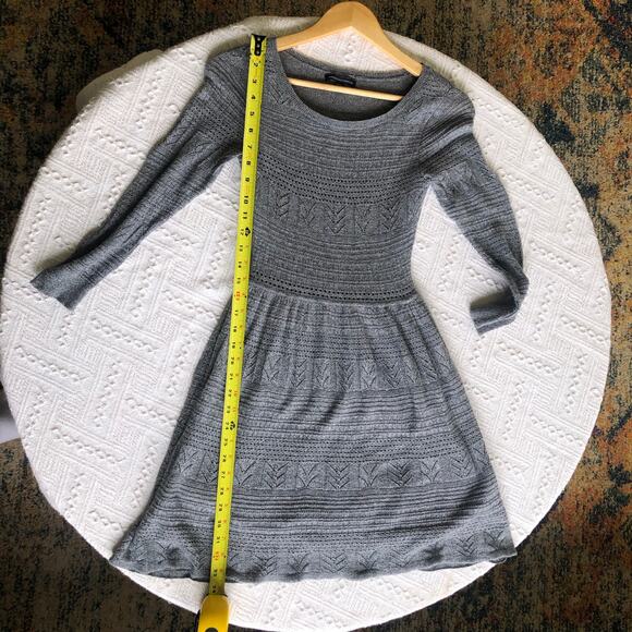American Eagle Outfitters Knit Babydoll Sweater Dress Size Small Gray Preppy Y2K - Picture 7 of 9